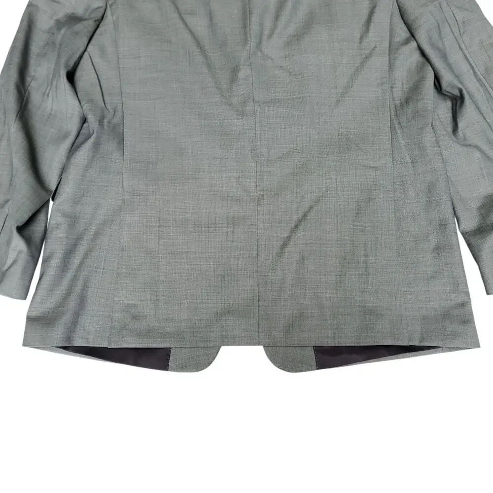 Tommy Hilfiger Gray Worsted Wool 2-Btn 2 Vent Sport Coat Blazer Jacket 48L Long